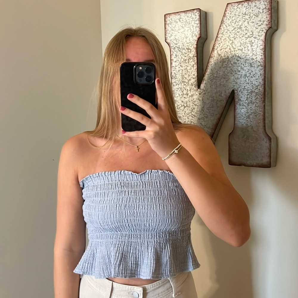 Light Blue ribbed tube top